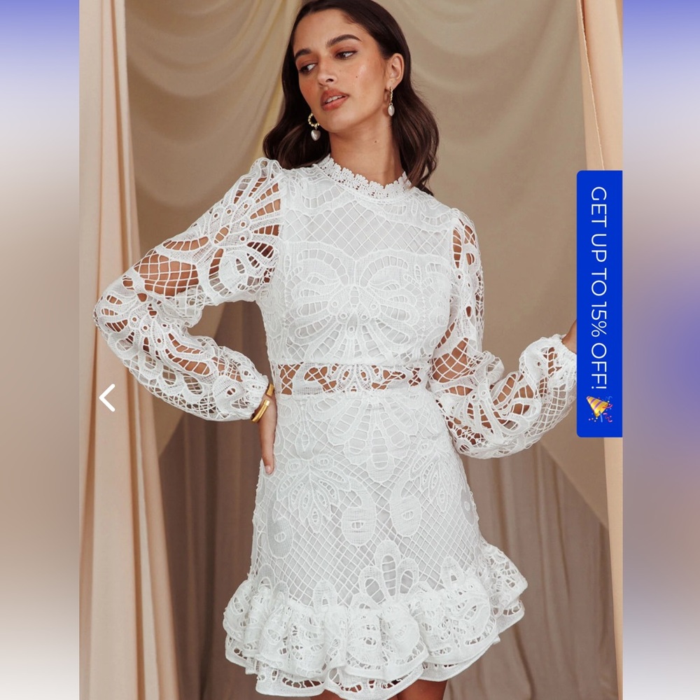 Selfie Leslie Right Moment Lace Overlay Frill Mini Dress